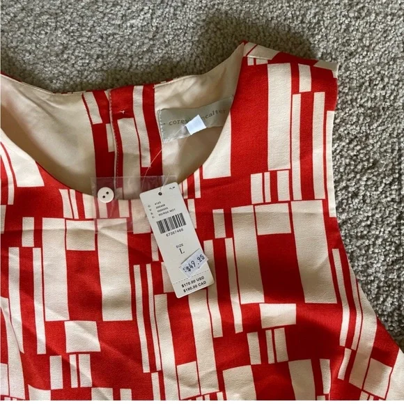 Anthropologie Corey Lynn Calter Cut Out Jumpsuit Red and White Abstract NWT L - Picture 5 of 7
